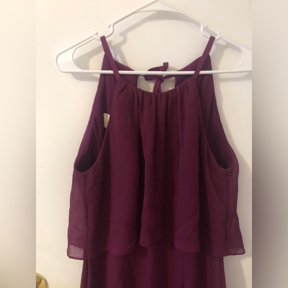 Sleeveless Wine sangria halter flowy prom evening formal long dress size 8 - Picture 6 of 9